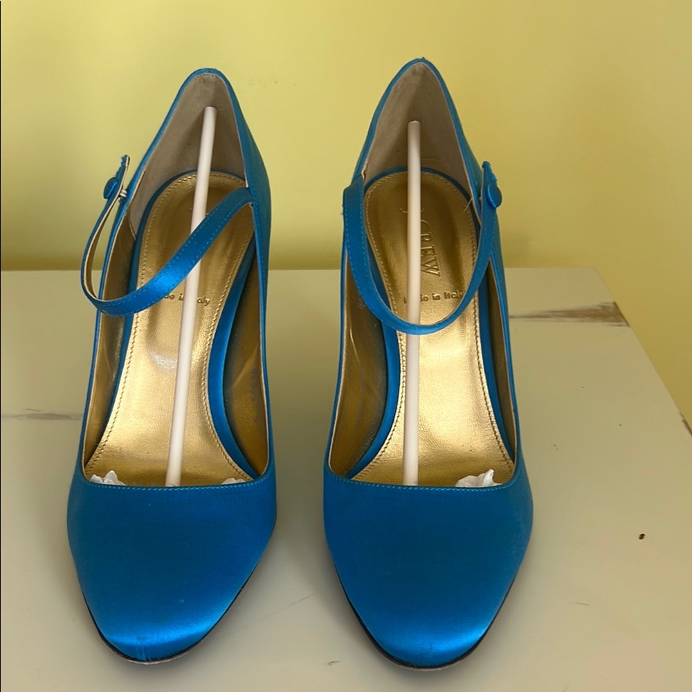 Satin Mary Janes Size 9 Bright Azul JCrew